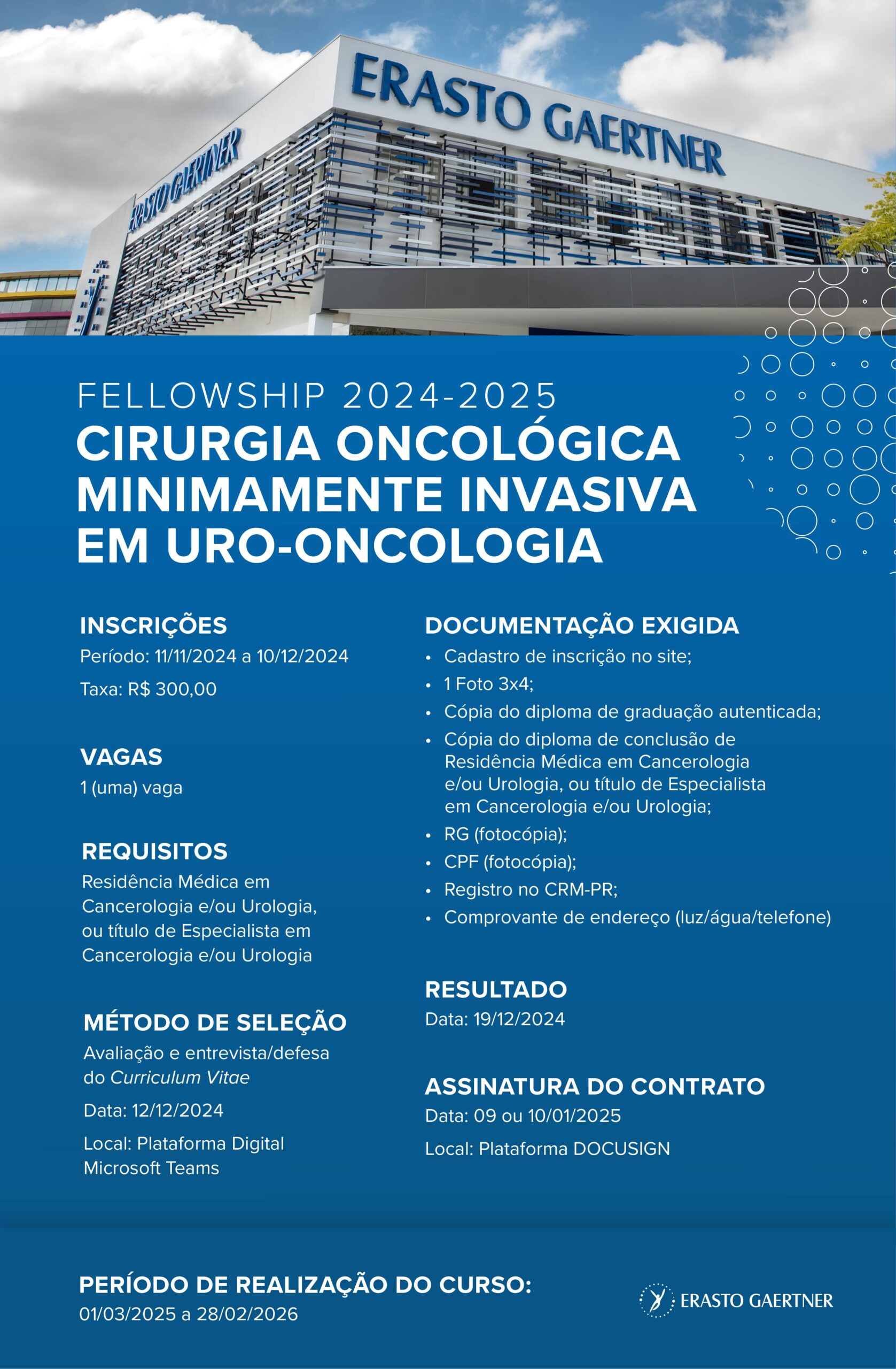 fellowship cirurgia oncológica minimamente invasiva uro-oncologia